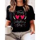 thumbnail image 1 of Valentine's Day Theme Printed Women's T-Shirt, Women's Valentine's Day Gift Casual, Fashionable, Comfortable, Soft, Athletic, Fitness, Daily, Outdoor, Home, Breathable, Crewneck Short Sleeve T-Shirt, 1 of 6