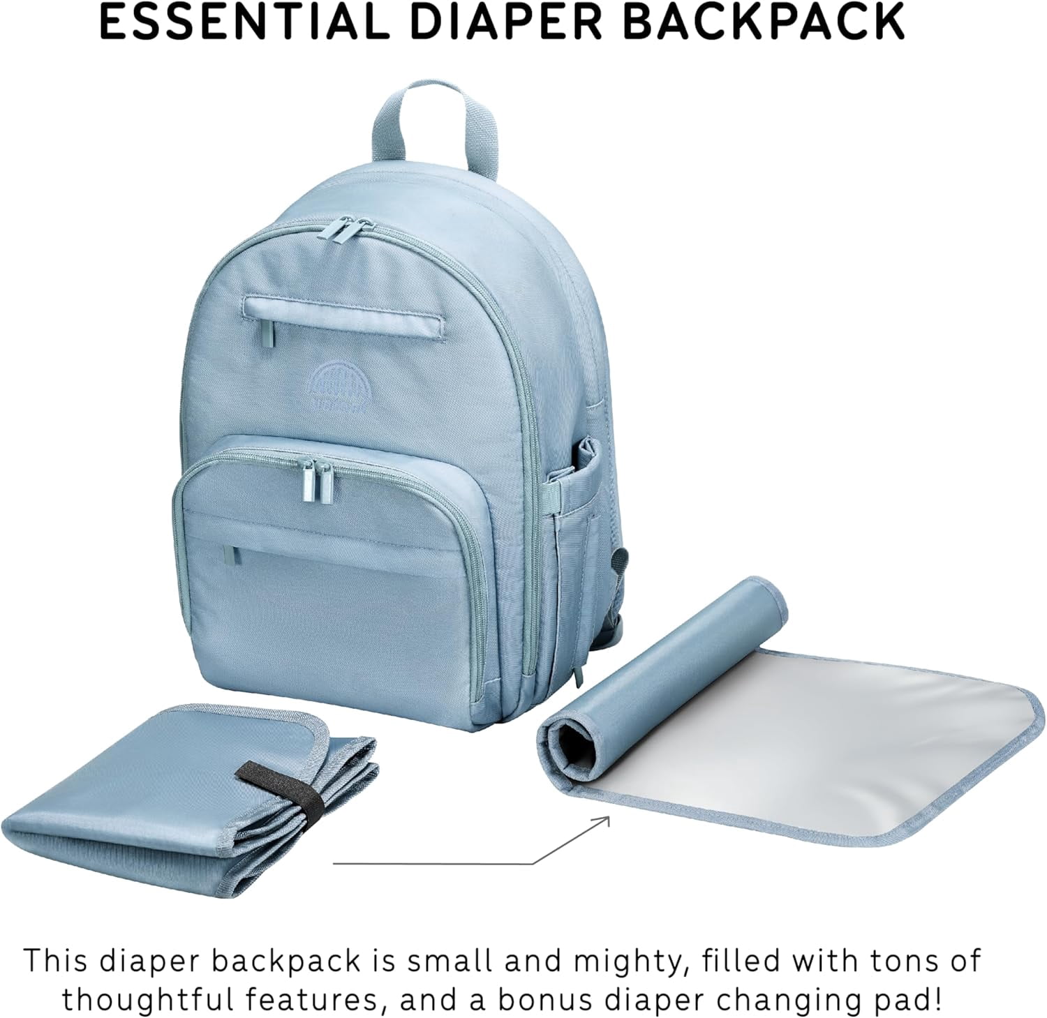 uninni Diaper Baby Bag Backpack for Moms and Dads with Baby Boys and Girls, Portable Changing Pad, Removable Pacifier Case - Forest Green, 15"