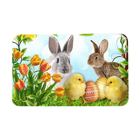 Easter Bunny Egg Decor Rug – Soft Indoor Carpet for Living Room, Entryway or Kids’ Room – Washable Spring Holiday Floor Mat for Home Decoration or Gift,S