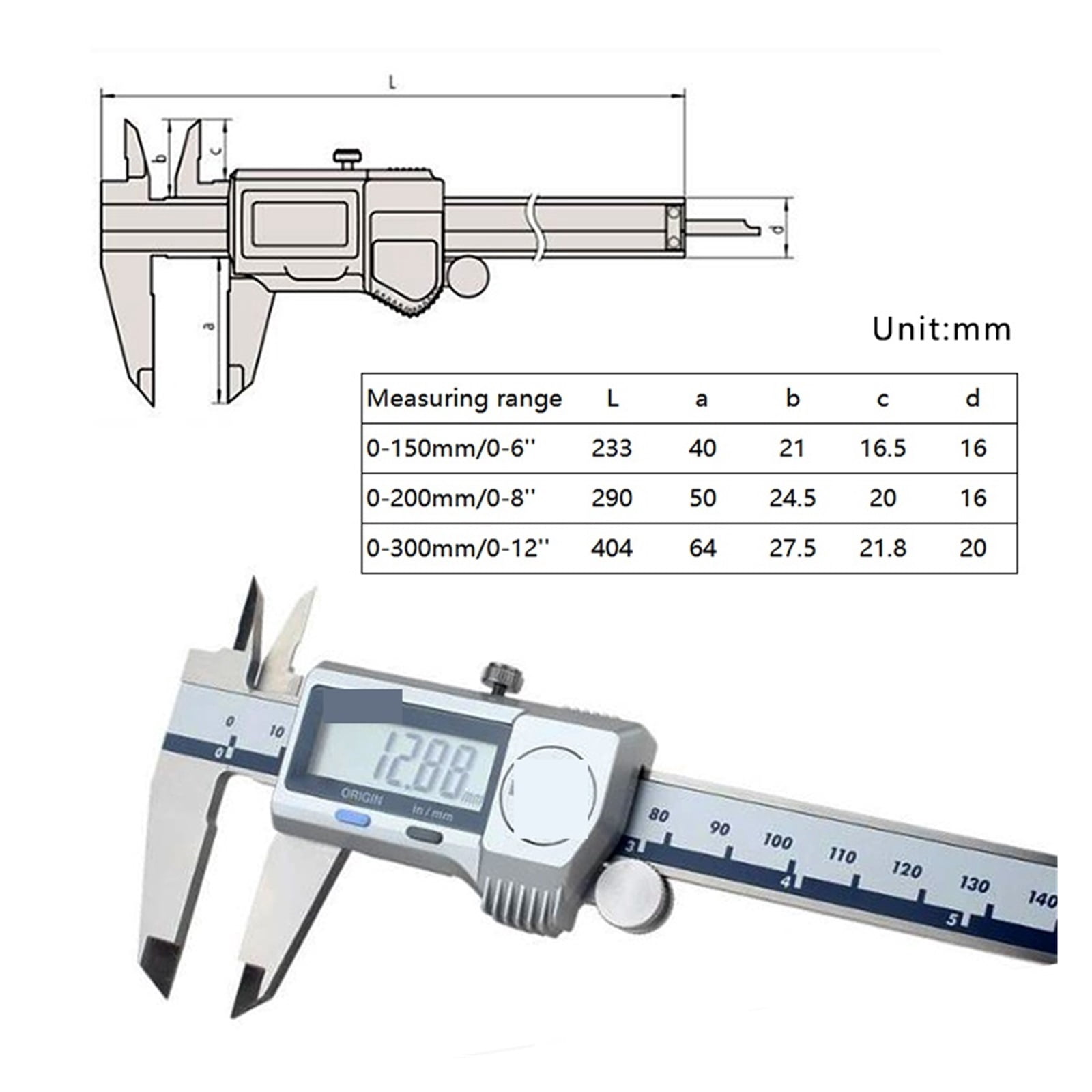 Waterproof IP67 Digital Vernier Caliper 500-702/703/704/752/753/754-20 LCD Paquimetro Micrometer 0-150/200/300mm/0.01mm ,Easy to Operate