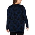 thumbnail image 2 of ANNE KLEIN Womens Blue Printed  Button Front Cardigan Long Sleeve V Neck Sweater Plus  Size: 0X, 2 of 2