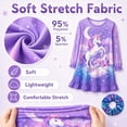 thumbnail image 6 of Rimyaw Girls Unicorn Nightgown, Soft Long Sleeve Pajama Dress with Hair Tie Gift, Fantasy Princess Sleepwear, Size 6, 6 of 8