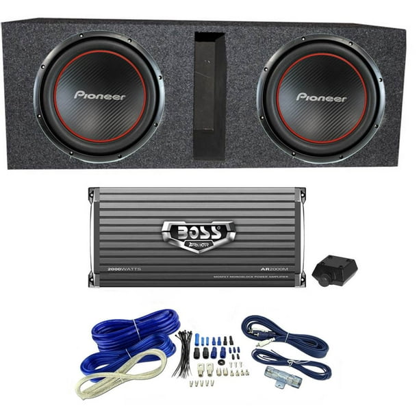 Pioneer TSW304R Bass Package 2) 12" Subwoofers + Box + Monoblock Amp