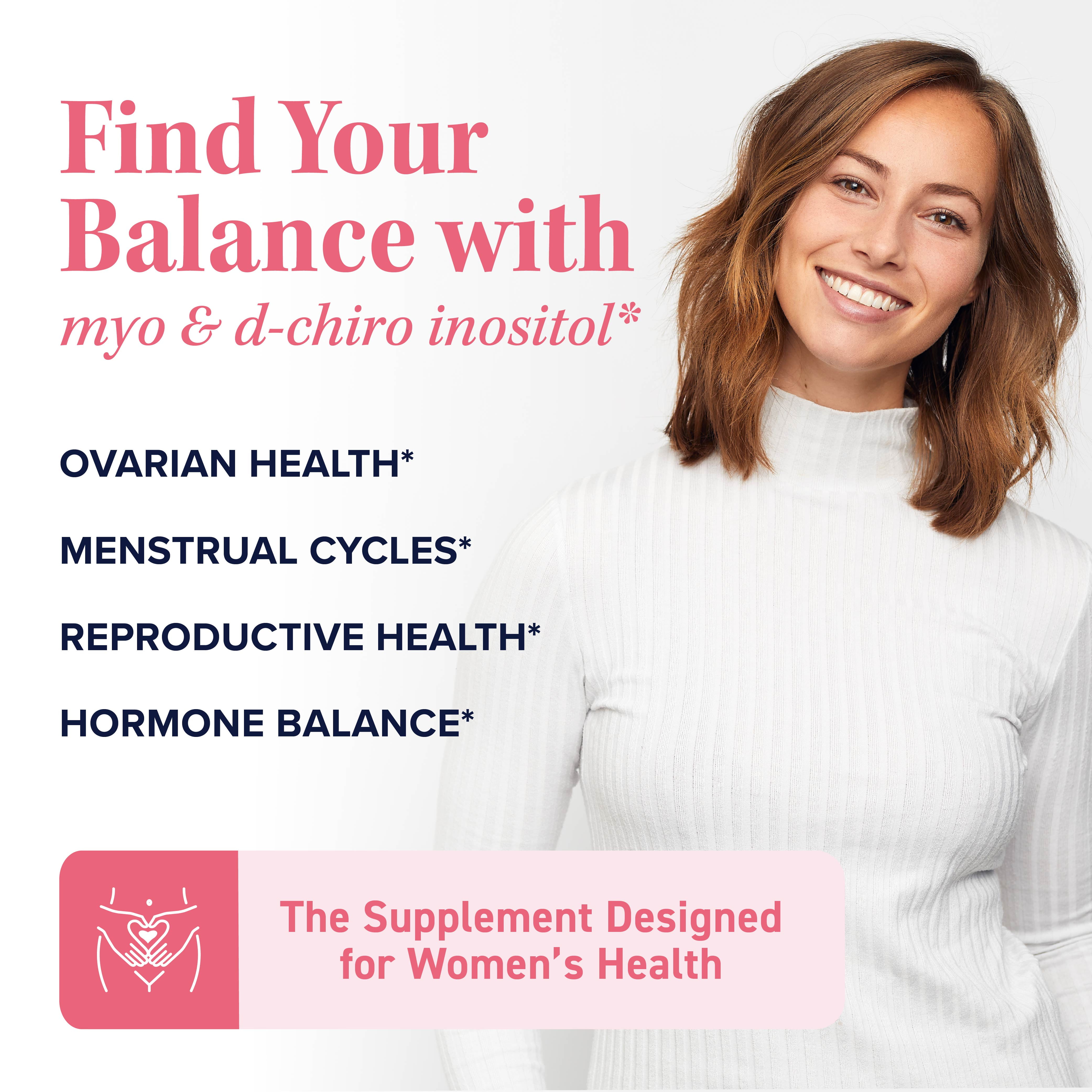 Myo-Inositol & D-Chiro Inositol for Menstrual Cycle, Fertility & Ovarian Health Support | 40:1 Ratio | 120 Ct