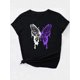 thumbnail image 3 of Camiseta De Verano Para Mujer, Cuello Redondo, Para Mochilero, Vacaciones En La CalleWomen's Casual Butterfly Print T-Shirt - Gradient Purple & White, Round Neck, Short Sleeve, Lightweight Polyester, 3 of 8