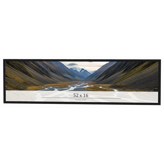 52x16 Frame Black Real Wood Picture Frame Width 0.75 inches | Interior Frame Depth 0.5 inches |