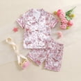 thumbnail image 2 of kaprioy Toddler Baby Girls Summer Outfits 18 24 Months 2T 3T 4T 5T 6T 7T Satin Pajama Set Cartoon Cowboy Boot Print Top Shorts Soft Sleepwear Loungewear Set, 2 of 6