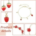 thumbnail image 3 of 3D Simulated Fruit Jewelry Sets for Women Exquisite Strawberry Design Necklace Earrings for Party Bracelet Rings Sweet Bohemia Red Earrings Pendant Necklace set for Birthday Gifts, 3 of 7