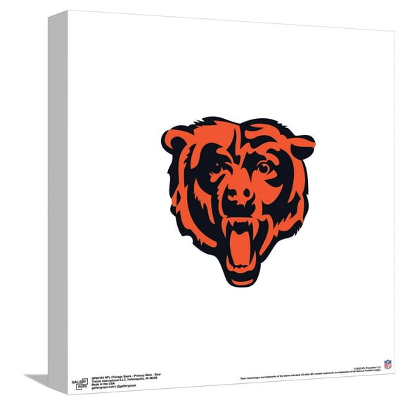 Gallery Pops NFL Chicago Bears - Primary Mark - Bear Canvas Wall Art, Unframed Version, 12" x 12"