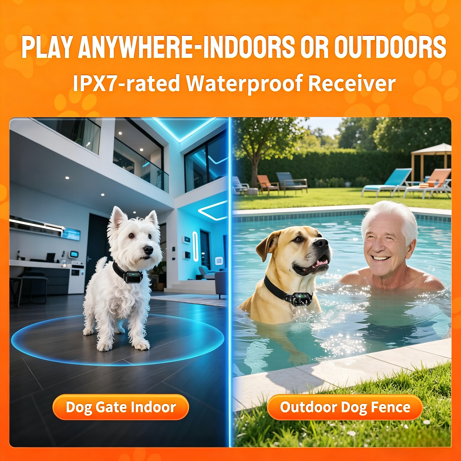 Wireless Dog Fence for 3 Dogs – 10-120ft Adjustable Range, 1 Acre High-Precision Radar Wireless Dog Fence System, IPX7 Waterproof Collar for Indoor/Outdoor(1 Collars)