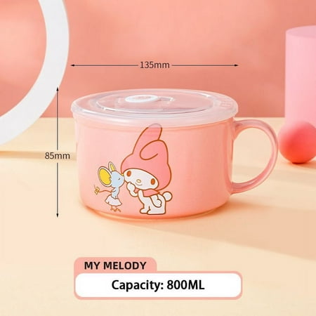 

800Ml Sanrio Cartoon Hello Kitty Instant Noodle Bowl Kuromi My Melody Cinnamoroll Kawaii Large Capacity Student Dormitory Bowl