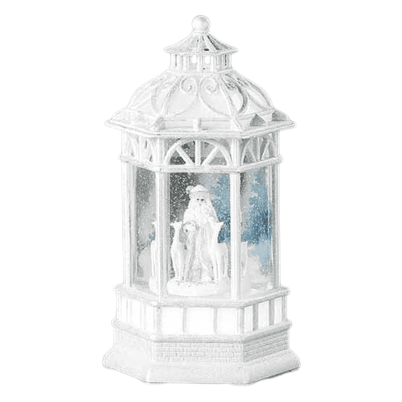 roman Swirl Santa & Deer in Gazebo Water Lantern