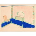 thumbnail image 2 of Winold Reiss 14x12 Gold Ornate Wood Frame and Double Matted Museum Art Print Titled - (Interior Design Drawings for Unidentified Rooms.) (Sketch for Room Colored Green and Orange (1910), 2 of 4