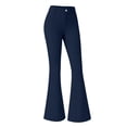 thumbnail image 4 of Womens Yoga Dress Pants Casual Straight Leg Work Slacks Bootcut Stretchy Elastic High Waisted Trousers with Pockets Pull On,Breathable Lightweight,4-Way Stretch,Plus Size Business Clothes Dark Blue, 4 of 5