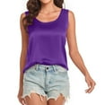 thumbnail image 6 of Atogsazn Womens Silk Satin Camisole Tank Tops Solid Sleeveless Round Neck Camisoles Tops Satin Blouses for Women Purple XXL, 6 of 6