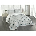 thumbnail image 3 of Ambesonne Airplane Quilted Bedspread Set 3 Pcs, Travel Stripes, King Size, Petrol Blue Black White, 3 of 5