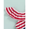thumbnail image 6 of Bagilaanoe Baby Girl 4th of July Romper Dress Striped Print High Waist Mesh Dress Casual Party Independent Day Wear Set, 6 of 9