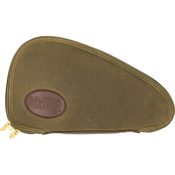 MidwayUSA Waxed Canvas Pistol Case Large Olive Brown