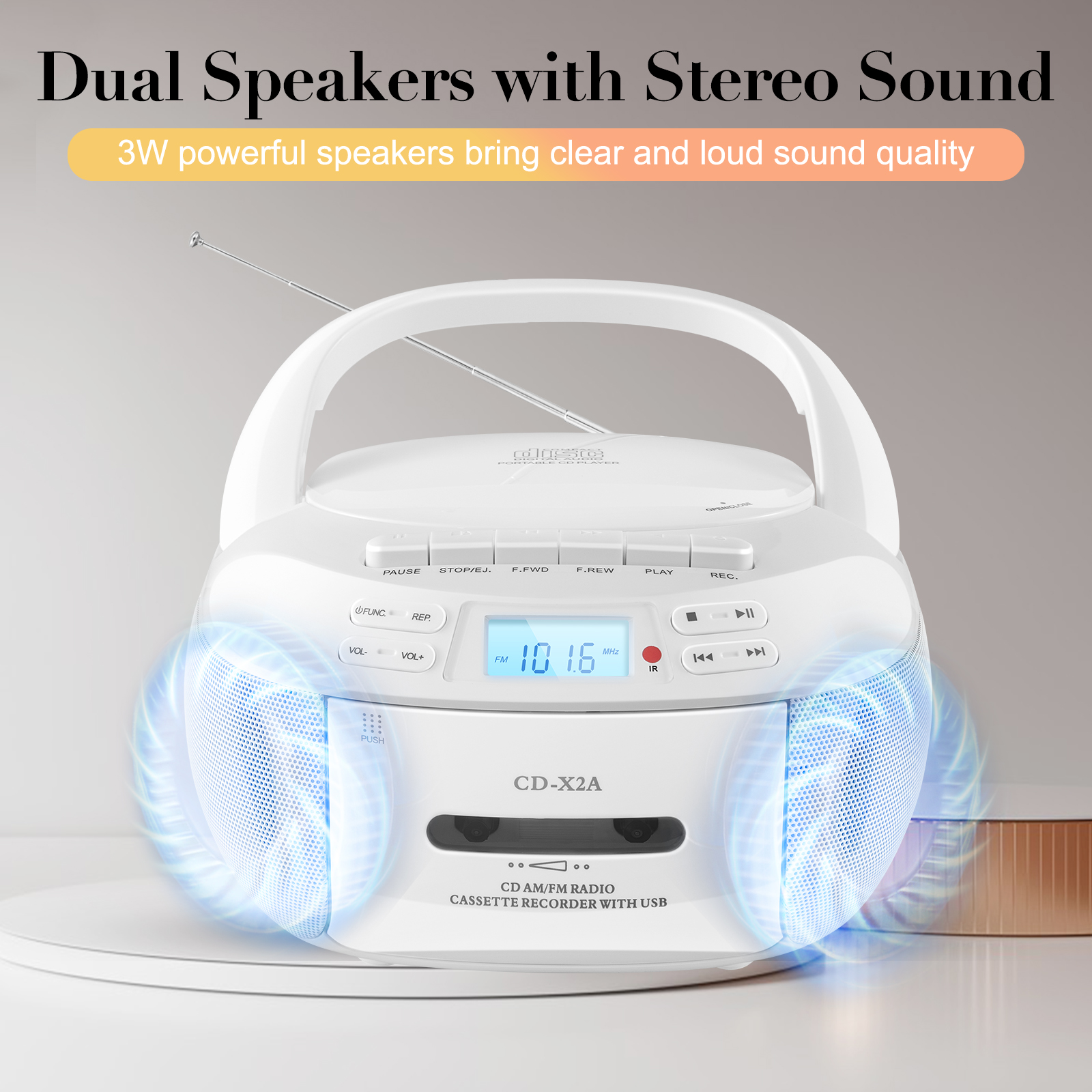 Sun & Moon Boombox With CD, Cassette, Radio & Bluetooth photo 6