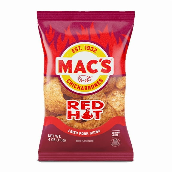 Mac's Hot Fried Pork Skins, 4 oz Bag