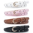 thumbnail image 6 of AWAYTR 4 Pack Girls PU Leather Belts, Heart Hollow Design, Gold Metal Buckle, Adjustable Kids Waist Belt for Uniform Dress Jeans, 6 of 8