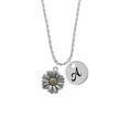 thumbnail image 2 of Delight Jewelry Two-tone Large Daisy Flower Silvertone Script Initial Disc - A - Charm Necklace, 20"+3", 2 of 4