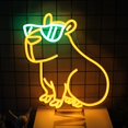 thumbnail image 1 of Letrero de neón CKTBLEY Capybara con gafas LED amarillo y verde, 1 of 7