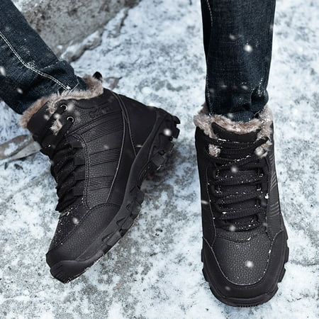 

Men s Casual Plus Velvet Warm Lace Up Short Outdoor Cotton Shoes And Snow Boots