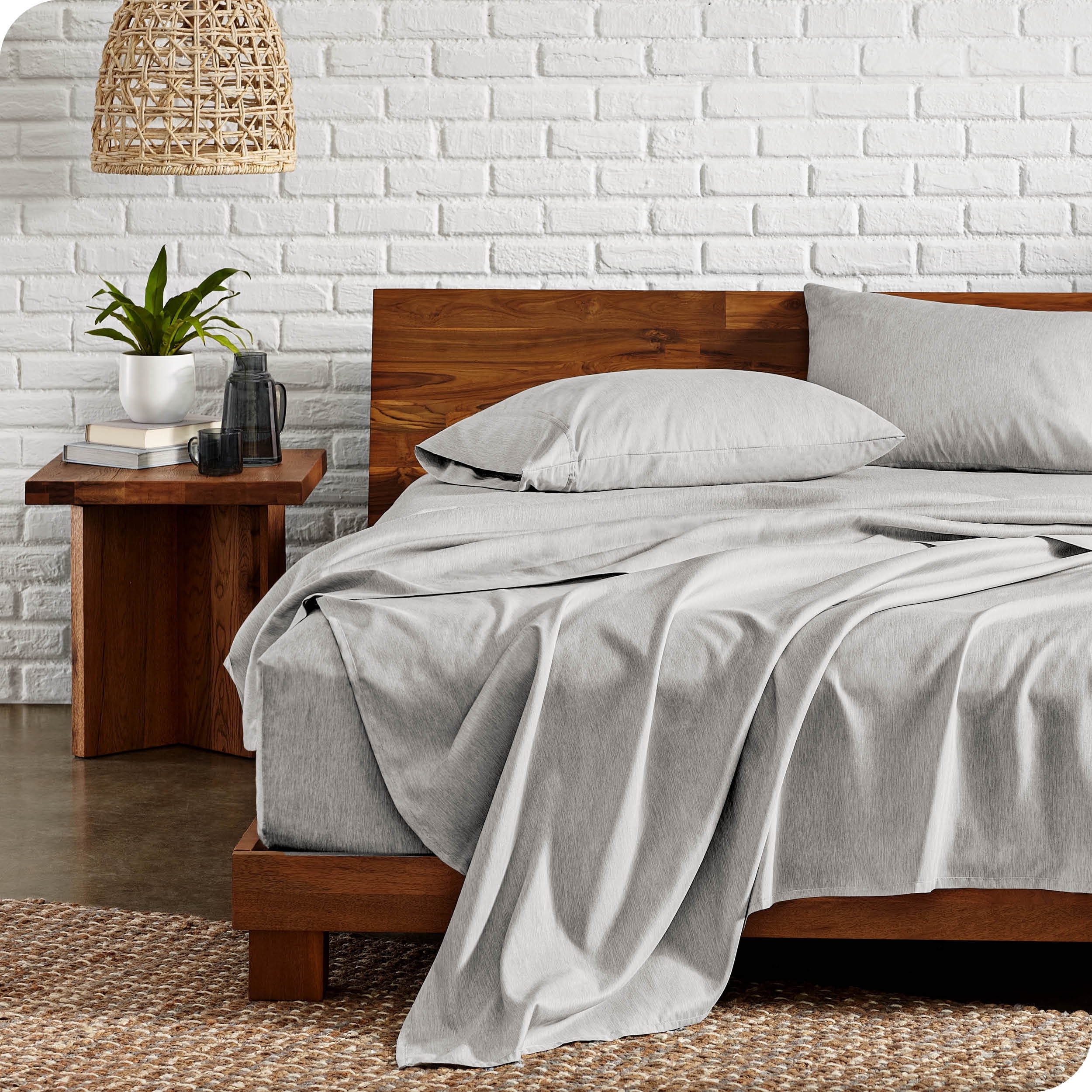 Bare Home Heathered Pewter Cationic Microfiber Sheet Set, Wrinkle Resistant, Deep Pocket, Twin XL