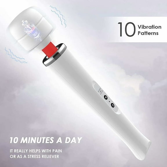 Artrylin Wired Powerful Handheld Wand Massager with 10 Pulse Settings, Personal Total Body Therapy Massager Wand for Sports Recovery, Muscle Aches, Body Pain (White)