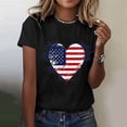 thumbnail image 4 of Htigea American Flag Heart T-Shirts for Women 4th of July Short Sleeve Tops Patriotic Graphic Tee Independence Day Summer Crewneck Shirts ZC Black T-Shirts M, 4 of 6