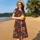 thumbnail image 4 of Fotbe Coffee Stamp Vestido Largo de Moda para Mujer, Vestido Tipo Camiseta con Manga Corta y Estilo Casual a Rayas y Bloques de Color, 4 of 6