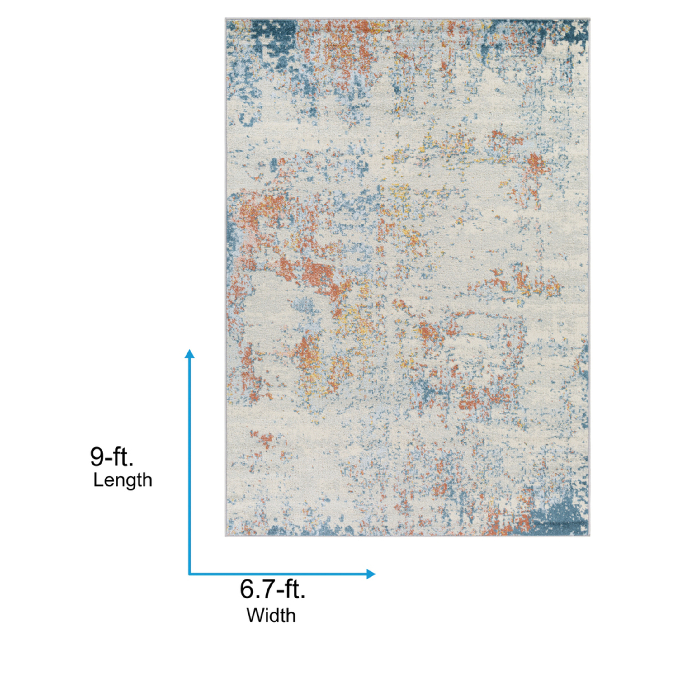 Livabliss Area Rugs for Living Room, 7x9 Sunderland Modern Blue Rug, Bedroom Dining Room Home Decor Stain Resistant Carpet (6'7" x 9')