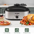 thumbnail image 4 of Horno asador de 24 cuartos, bandeja eléctrica para asar con 3 compartimentos y tapa autoadhesiva, horno eléctrico grande de acero inoxidable para asar pavos, función de descongelación y calentamiento,, 4 of 5