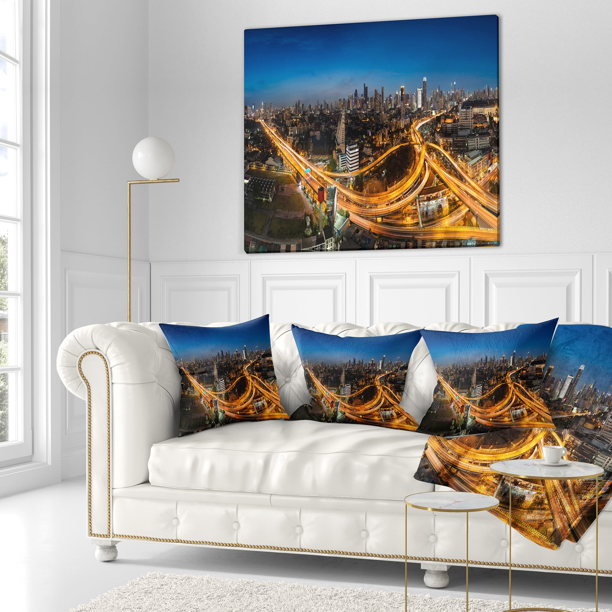 Designart Highway and Main Traffic Bangkok - Cityscape Throw Pillow - 16x16