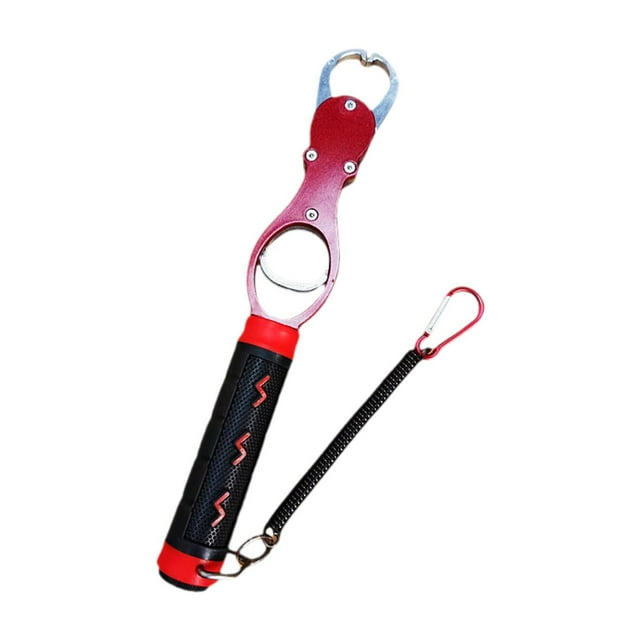 S SERENABLE Fish Lip Gripper with Scale Aluminum Alloy Fishing Tackle Fish Lip Grip Tool red