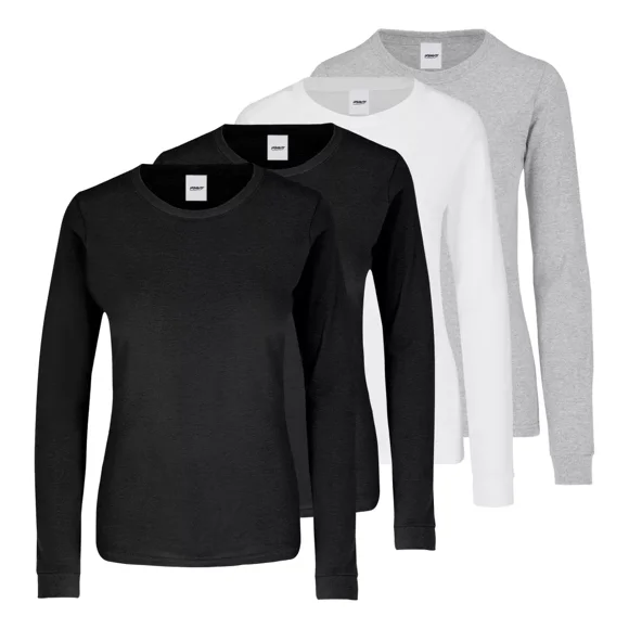 Pack 4 Pzs Playera Dama Mujer Manga Larga Algodon