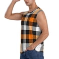 thumbnail image 3 of Bingfone Orange Plaid Pattern Men's Tank Tops Workout Sleeveless Tee Shirts Running Beach Tanks for Men-XX-Large, 3 of 7