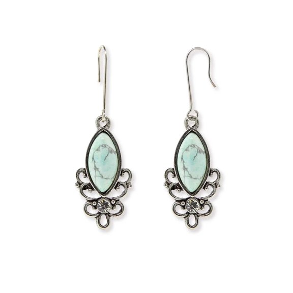 1928 Jewelry Classic Filigree Navette Stone Earrings