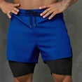 thumbnail image 5 of Zylanna Men's Casual Double-layer Shorts, 2025 New Style with Pockets Solid Color Athletic Sport Elastic Waist Summer Short Pants for Man Blue Size M, 5 of 8