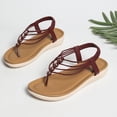 thumbnail image 6 of Women's Thong Flat Sandals with Beaded Straps, Casual Wide Width Flip Flops for Summer Spring, Comfortable Faux Leather Lazy Slip On Shoes for Beach Daily Wear, Non-Slip Sole for All-Day Support, 6 of 10