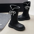 thumbnail image 6 of Quealent Girls' Knee High Riding Boots Cute Bow Riding Boots Non Slip Side Zipper Boots Tall Waterproof Winter Boots Black for Size 11, 6 of 8
