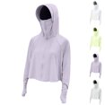 thumbnail image 1 of Tops de trabajo para mujer,Camiseta de verano con capucha para mujer, camisa informal de manga larga, jersey liso y cómodo, para uso doméstico y casual, sopatenor, 1 of 5
