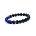 thumbnail image 2 of Natural Lapis Lazuli & Black Tourmaline 8mm Round Shape Smooth Cut Beads Stretchable Bracelet for Men & Women., 2 of 3
