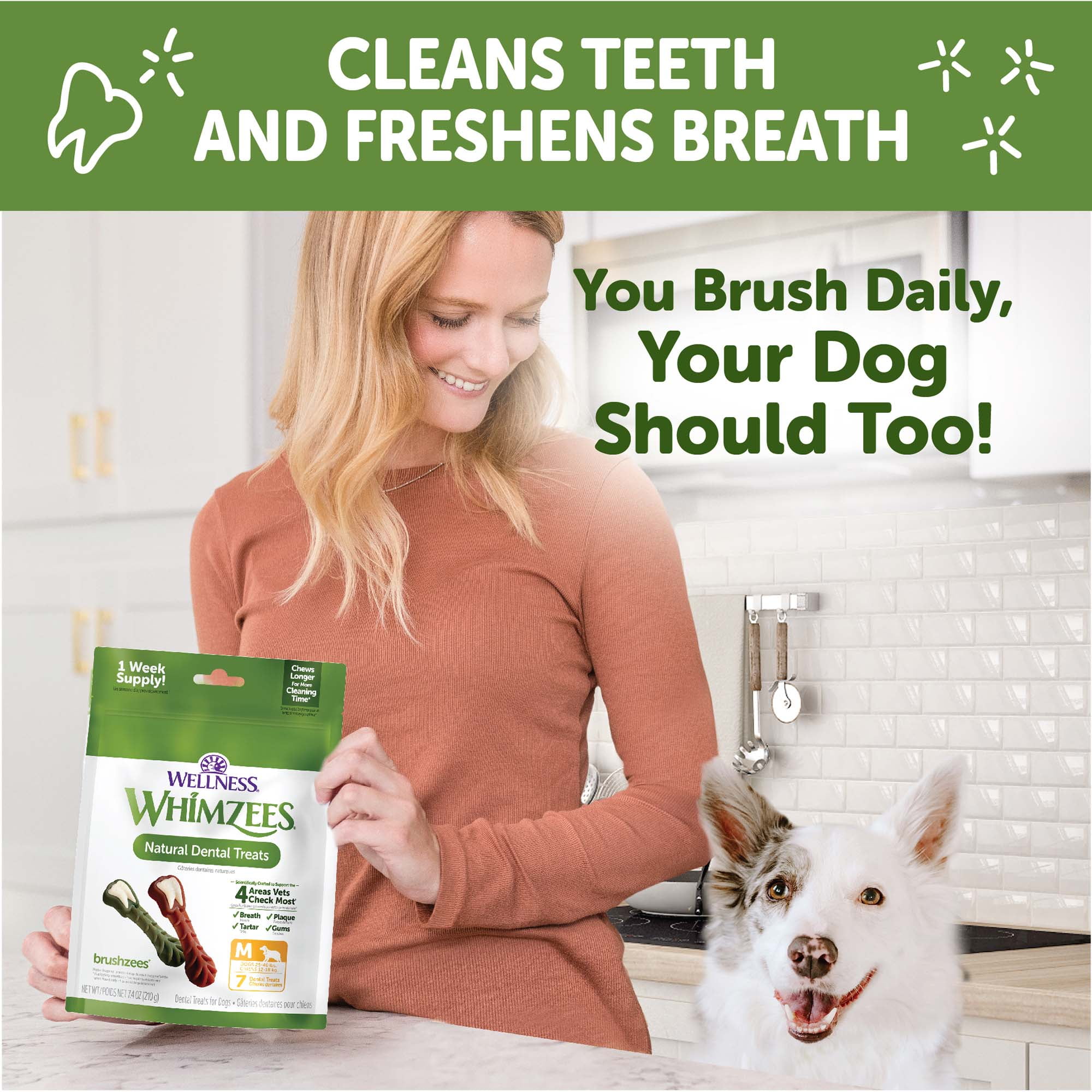 Wellness WHIMZEES Value Pack Natural Dog Dental Treat, Chews, Freshens Breath, Medium Size, 46.6 oz Box, 44 Count
