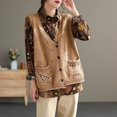 thumbnail image 4 of Women Vintage Embroidery Pockets Button Cardigan Sweater Vest Y2K Female Simple Casual V Neck Sleeveless Loose Knitted Waistcoat, 4 of 5