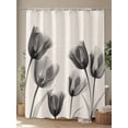 thumbnail image 4 of Black Tulip Shower Curtain, Minimalist Modern Flower Art Linen Background Waterproof Shower Curtain Set with 12 Hooks Lightweight Washable Fabric Shower Curtains for Bathroom 60x72 Inches, 4 of 6