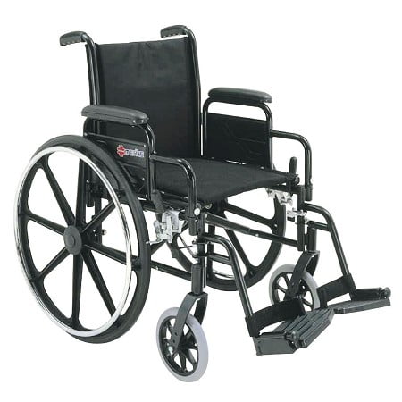 American Standard Wheelchair - Manual Wheelchair, Merits Standard Lightweight Wheelchair with Removable Armrests and Elevating Legrest, Height Adjustable Transport Wheelchair for Adults, Self Propelled Wheelchair 16 inch Seat