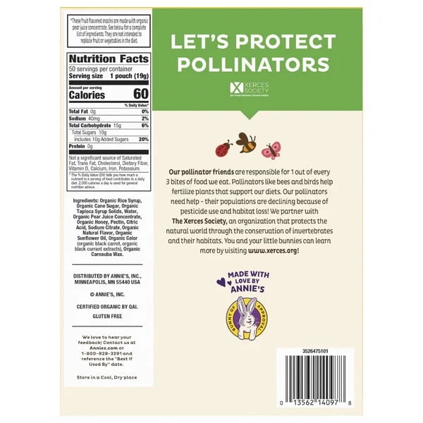 Annie's Organic Bees Bugs & Butterflies Snacks, 0.7 Ounce (Pack of 50)