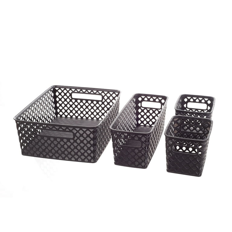 Home Basics Diamond Small Plastic Basket, STORAGE ORGANIZATION